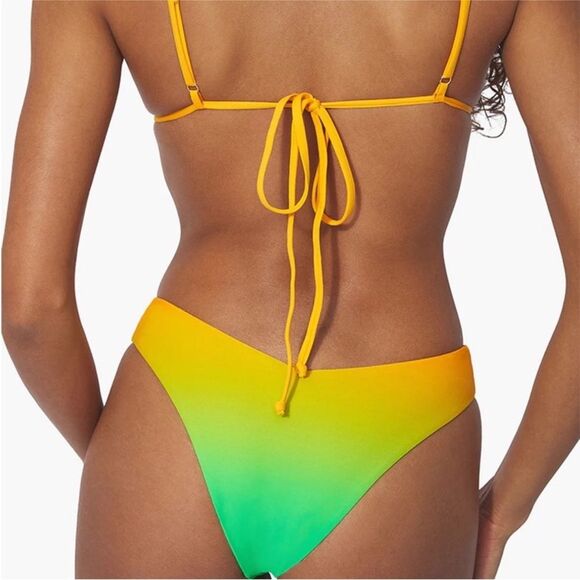 WEWOREWHAT Leigh Gradient Bikini Top Ruched Tie Back Square Neck Medium NWT - Picture 4 of 9